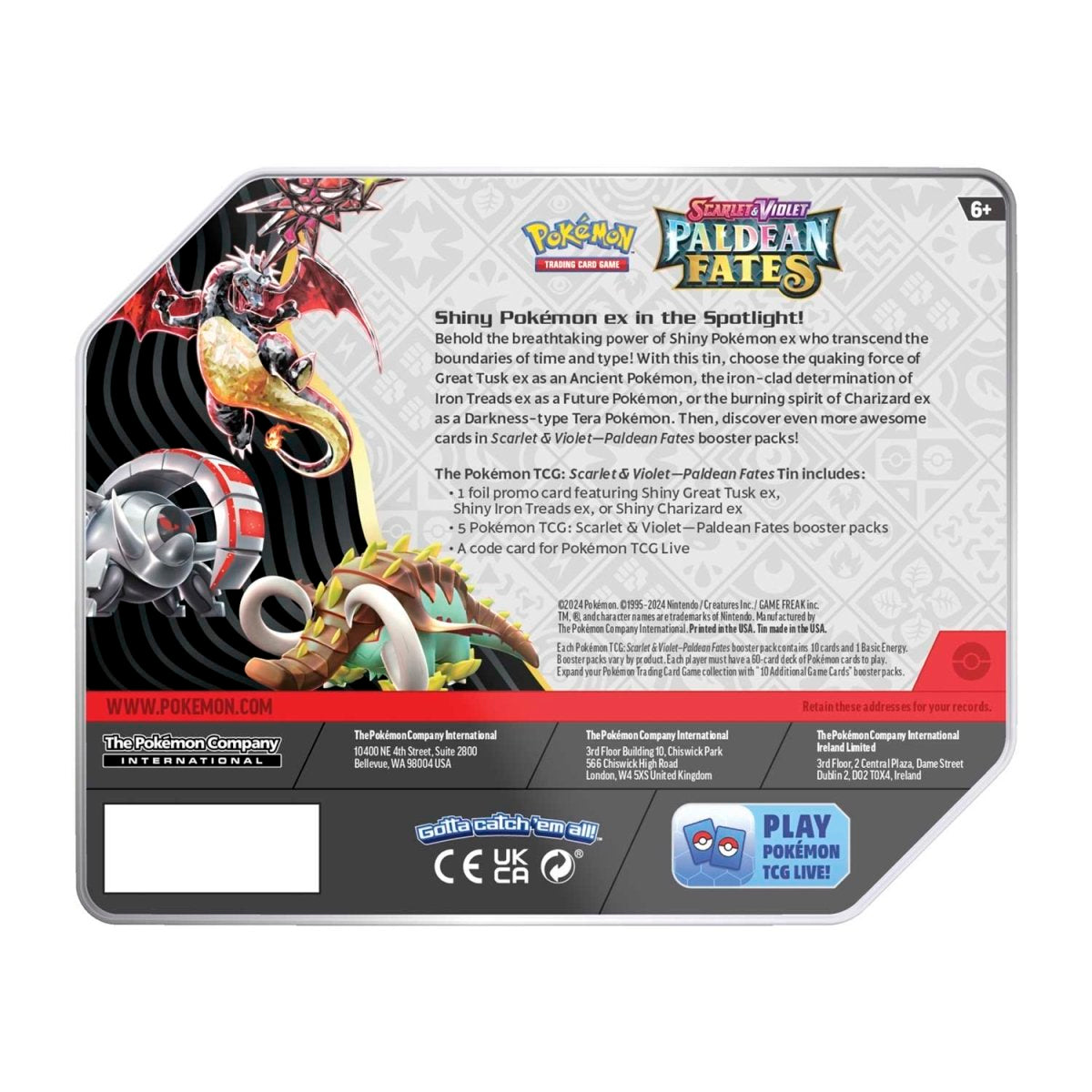 USA Paldean Fates EX Tin Charizard