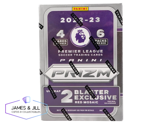 2022/23 Panini Prizm Premier League EPL Fußball 6er-Pack Blaster Rotes Mosaik